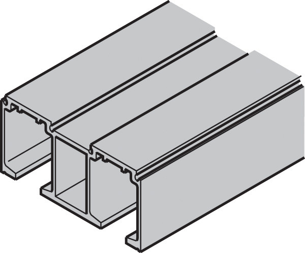 Slido Classic Double Running track, aluminum, mill, 2 meters x 81mm x 33mm