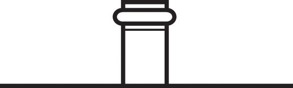 Lower Guide with Horizontal Roller, stainless steel, black rubber roller, circumference 20mm x 30mm length