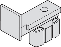 Floor Guide for glass retention profile, rattle free, aluminum, brushed stainless steel