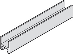 Glass Retention Profile for floor guide, aluminum, brushed stainless steel, 6 meters in length