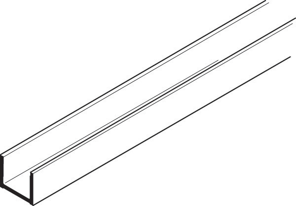 Bottom Guide Channel, pre-drilled, stainless steel, 2.1 meters
