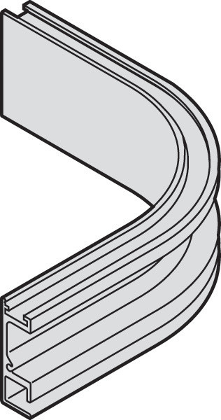 HAWA Aperto 60, 90 degree inner curve, anodized aluminum