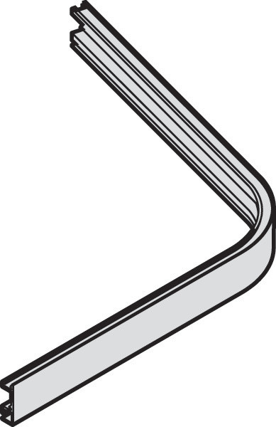 Aperto Single 75 degree Curved Track, outer, aluminum, anodized, 580 mm