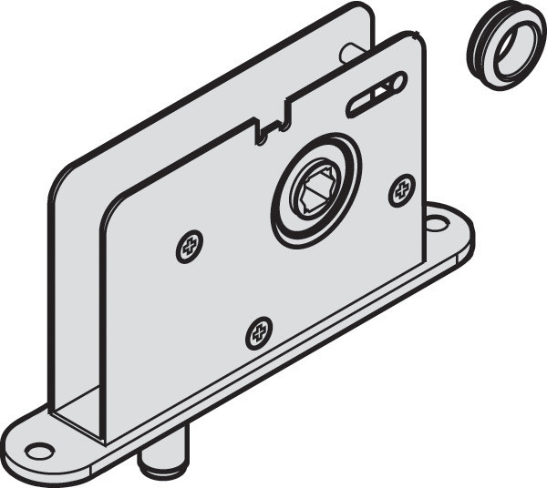 HAWA Aperto 60 Single Bolt Lock, square socket, clip-on escutcheon, 9mm bolt, with guide pin