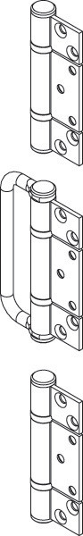 Hinge Set, standard with handle, non-mortise, stainless steel, pvd brass