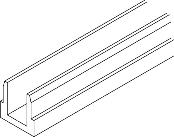 Floor mounted profile for stationary panels, aluminum, US28, 6 meters (19' 8 1/4")