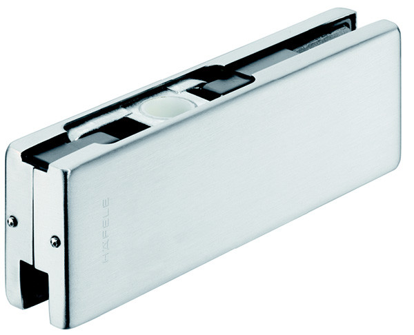 Top Door Patch Fitting, for 10-12.7mm thick glass, matte stainless steel cover, 162 x 51mm