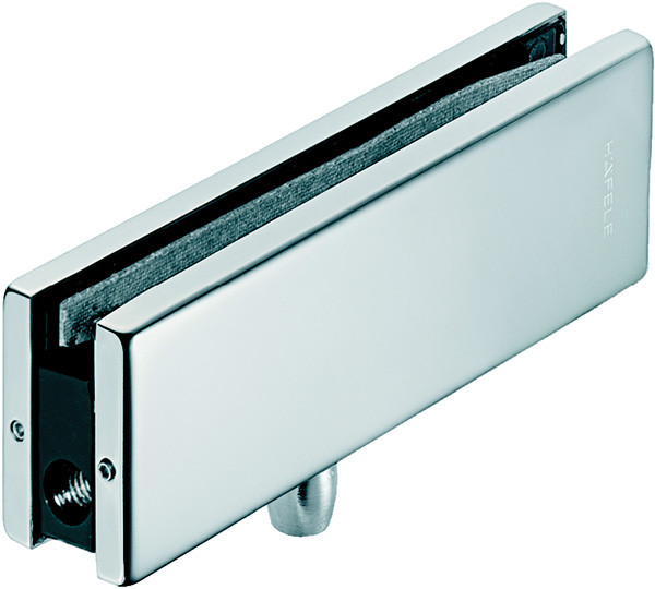 Transom Door Pivot Patch fitting with threaded bolt, for 10-12.7mm thick glass, matte stainless steel cover, 162 x 51mm