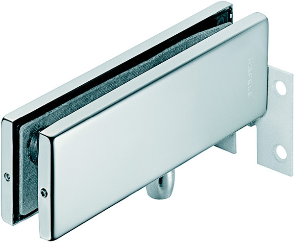 Transom Door Pivot Patch fitting with fixing plate, for 10-12.7mm thick glass, matte stainless steel cover, 162 x 51mm