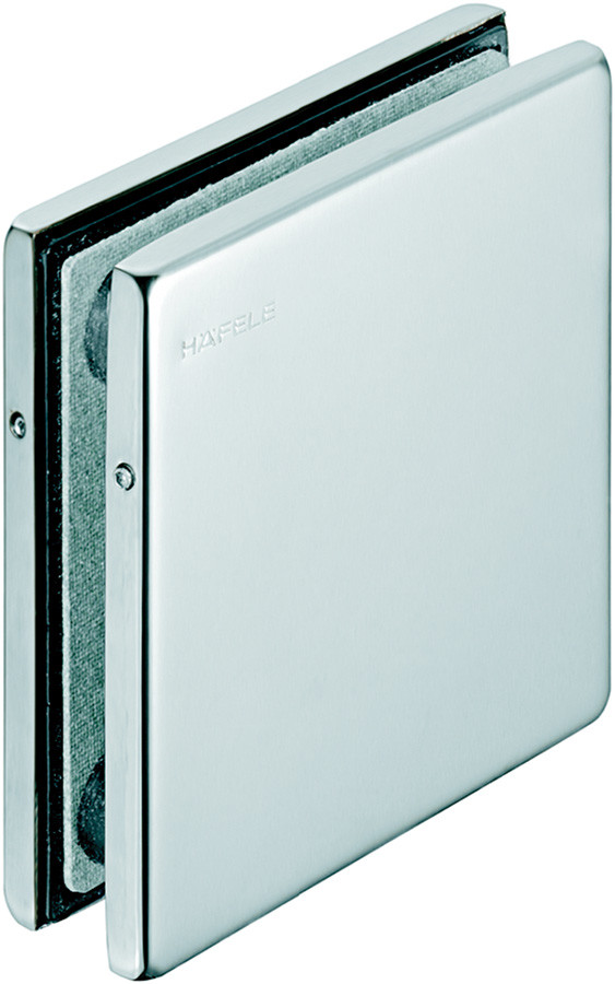 Connector Patch Fitting for 2-4 glass panes, for 10-12.7mm glass, matte stainless steel cover, 106 x 106mm