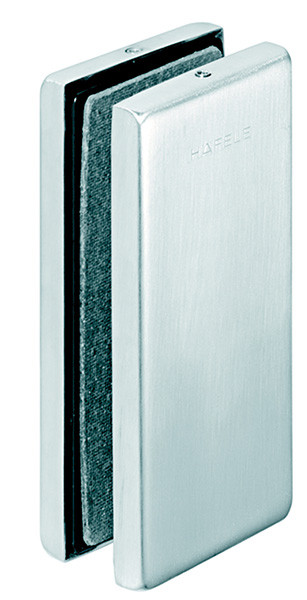 Connector Patch Fitting for 2 glass panes together, for 10-12.7mm glass, matte stainless steel cover, 51 x 105mm