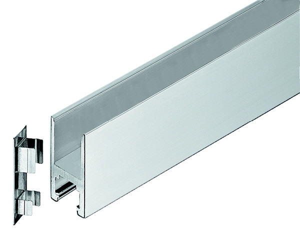 Top Door Rail, for 10-12.7mm thick glass, matte stainless steel cover, 1000 x 66mm
