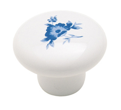 Ceramics, White/Blue Flower 1-1/4"