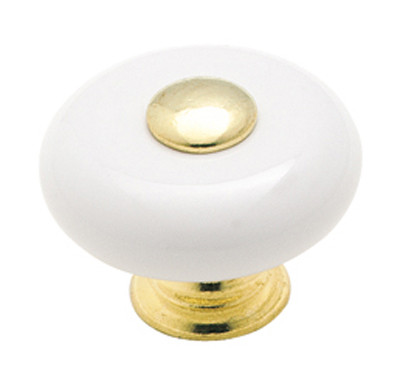 Ceramics, White/Polished Brass 1-1/4"