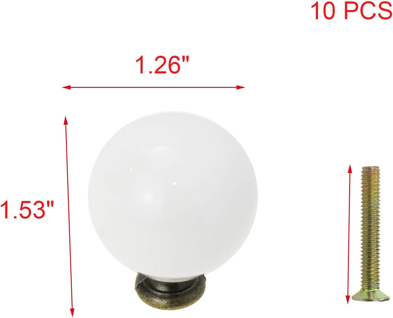 1 Porcelain Knob - 3707, Finish White, Diameter 32mm