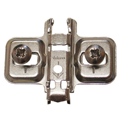 Pro-Pack 10pcs, Blum 0mm Cam Adjustable Twin Application Hinge Plate With Expando Dowels, Nickel 0Mm