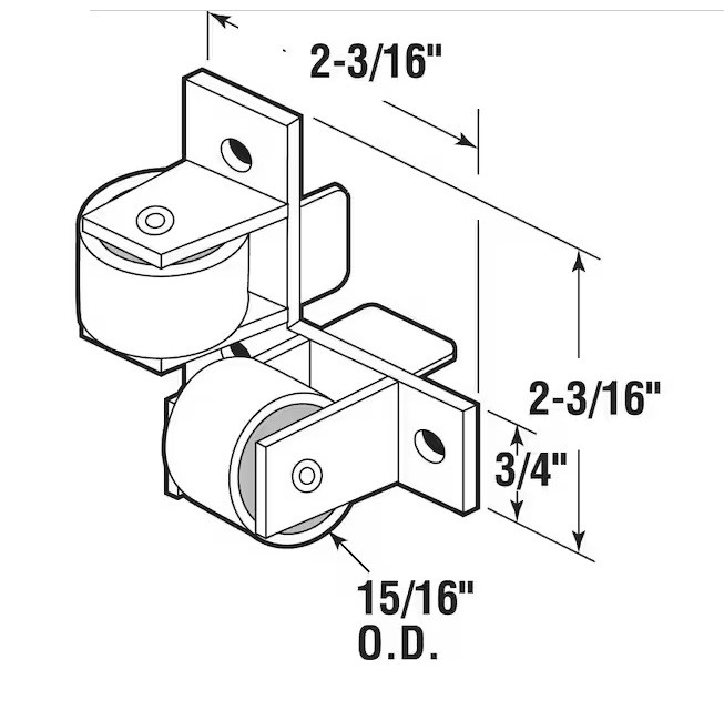 15/16 in. White Nylon Drawer Guide Twin Roller Assembly (2-pack for 1drawer) H 32-121D202999843 Dual Roller Drawer Guide, 15/16" Dia 32-121