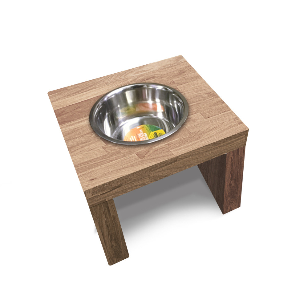 Butcher Block Dog Feeder, 1 Bowl - Single Bowl