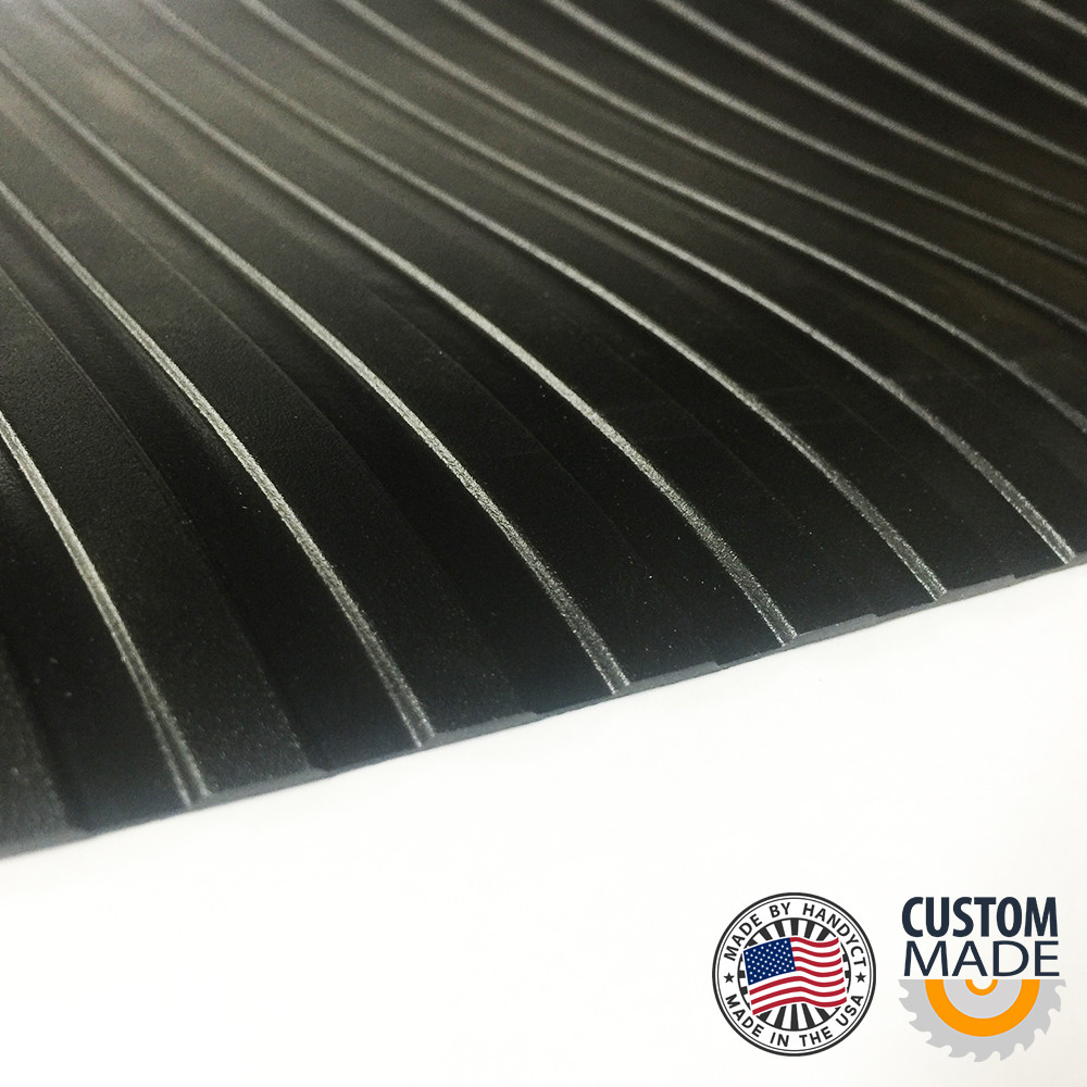 Black Rubber-Cal - Wide Rib- Corrugated Rubber Floor Mat - 27" Width
