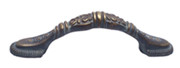 PULL, OAK LEAF, 3"CC, ANTIQUE LATTE GLZE