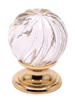 KNOB CRYSTAL, SWIRL CLEAR WITH GOLD