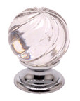 KNOB, CRYSTAL SWIRL, CLEAR WITH CHROME