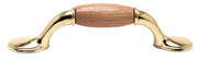 PULL, 3"CC, POLISHED BRASS/LACQUERED OAK