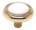 KNOB, POLISHED BRASS/WHITE CERAMIC