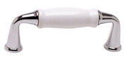PULL, POLISHED CHROME/WHITE CERAMIC