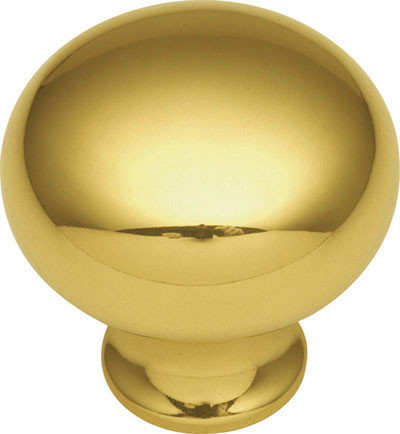 Period Brass Solid Brass Knobs, Polished Brass 1-1/4"