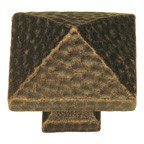 KNOB, 1-1/4" SQUARE ANTIQUE SATIN BRONZE