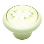 KNOB, ALMND/WHITE FLOWER