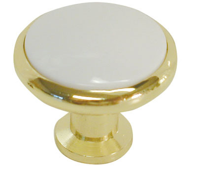 Hickory Hardware Polished Delights, White/Polished Brass 1-1/4"