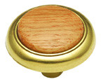 KNOB, FINISHED OAK/BRASS