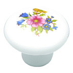 KNOB, WHITE FLORAL