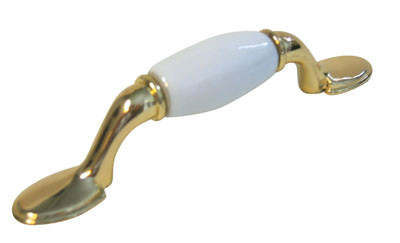 Hickory Hardware Polished Delights, White/Polished Brass 3"