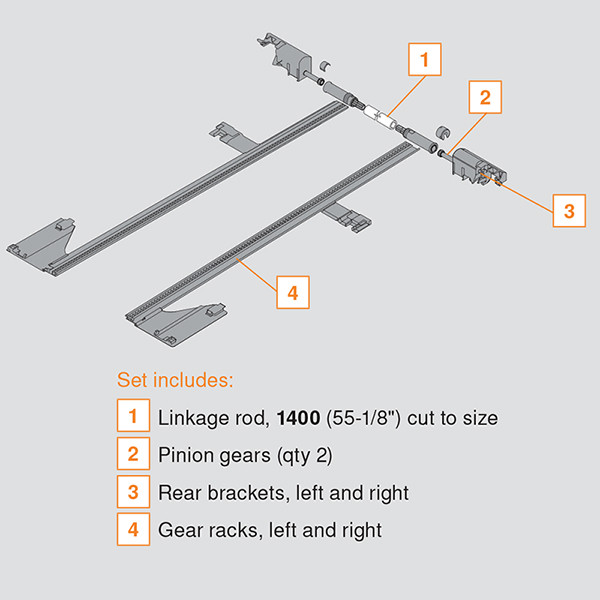 Blum LEGRABOX Lateral Stabilizer Set, Runner Lengths 18" To 24"