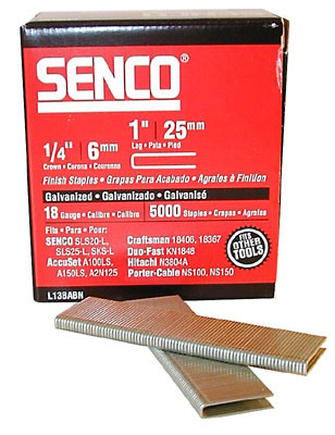 Senco 18 Gauge 1/4" Crown Staples, 1" Box Of 5000
