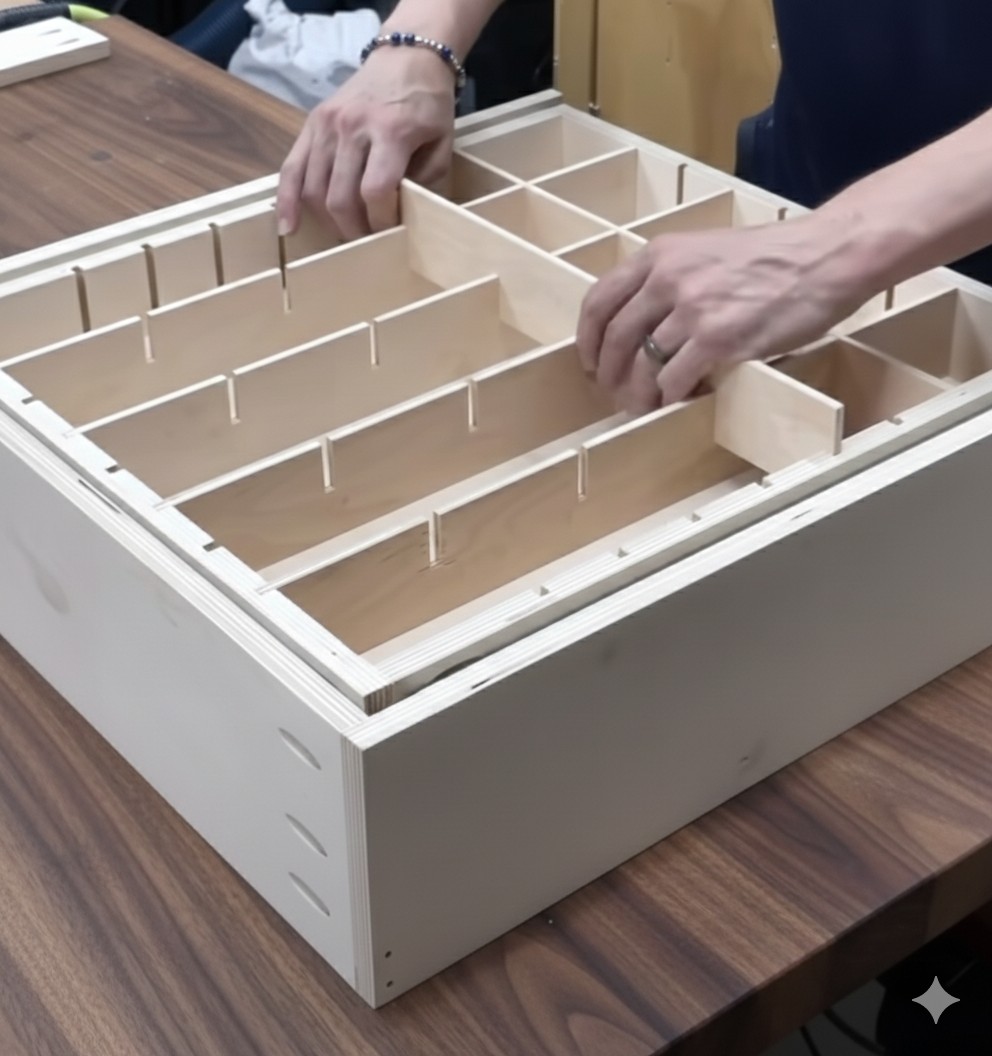 1/4" Single Interlocking Divider Universal, Choose Material, size, for Drawers or Cabinetry