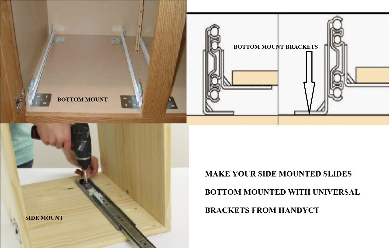 Bottom and Side Mount Slides for any drawer Choose Size and Type of Slides