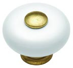 KNOB,1-1/4"WHITE CERAMIC