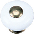 KNOB, 1"WHITE/BRNSH BRS