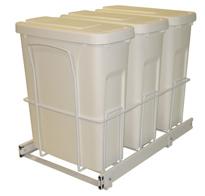 Recycle Center, 3-20 qt bins w/lids, Similar To # Feplsw15 3 20W White
