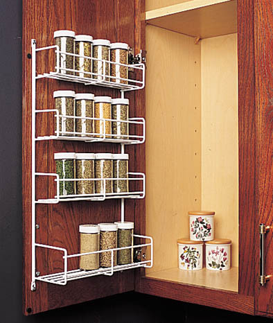 4 Tier Spice Rack, White 10-13/16" W X 20" H X 3-7/8" D