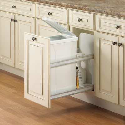 Soft Close, Door Mount Waste Bins, 35 Qt White 11-13/16" W X 19-3/16" H X 22-7/16" D Ch