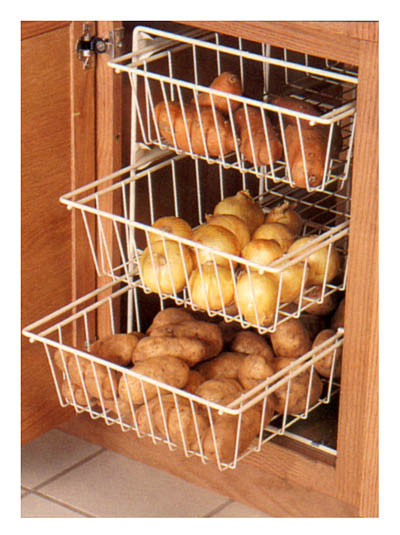 3 Basket Vegetable Bin, White 14-1/8" W X 19-7/8" H X 21-3/8" D