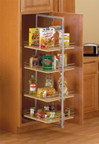Pull-Out Pantry Units, 3-13/16" W x 42-1/2" to 49-3/8" FH x 22-1/4" OD, Frosted Nickel Center Mount Frame
