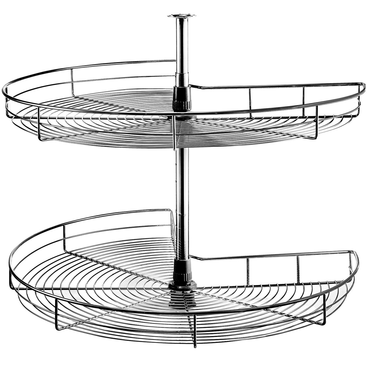 Kidney Shaped Chrome Corner Organizer 28" Diameter Kitchen Cabinet Blind Corner 2-Shelf Blind Corner Organizer Stainless Steel Lazy Susan Replacement Shelf Silver Blind Corner Shelf 36 lbsDiameter, Frosted Nickel FYPC28STM-SSVEVOR