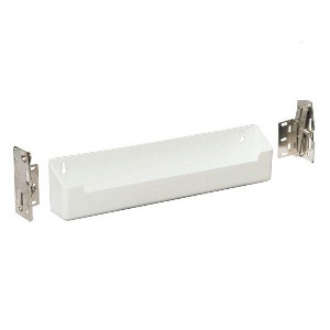 1 Plastic Sink Tip-Out Tray with hinges, 11"W x 2"D x 3"H,No Tab Stops, White