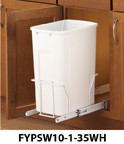 Bottom Mount Trash Pull-Outs with Standard Close, (1)White 50 qt, No Lid, White/80 lb.